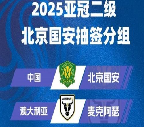 亞冠二抽簽：北京國安與麥克阿瑟、大埔、河內(nèi)公安同小組